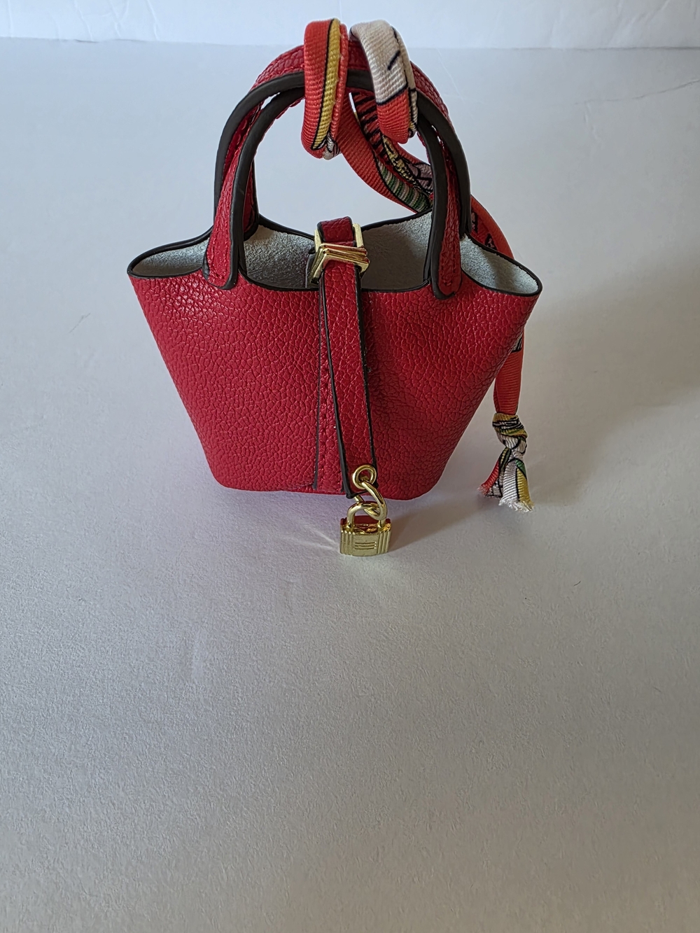 Red Mini Tote Handbag with Gold Hardware